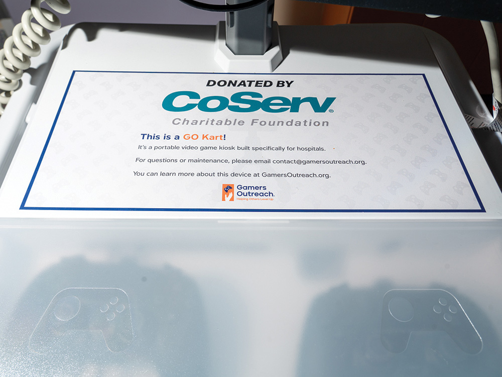 CoServ Charitable Foundation awarded a grant to Gamers Outreach to fund a GO Kart that has been placed at the Cook Children’s Medical Center in Prosper.